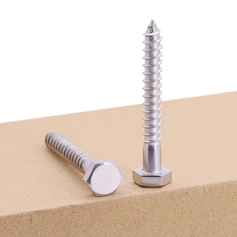 M8 x 75mm (10 pcs) Hex Lag Screws, 304 Stainless Steel 18/8, Hexagon Head Lag Bolts, DIN571 M8 x 75mm 10