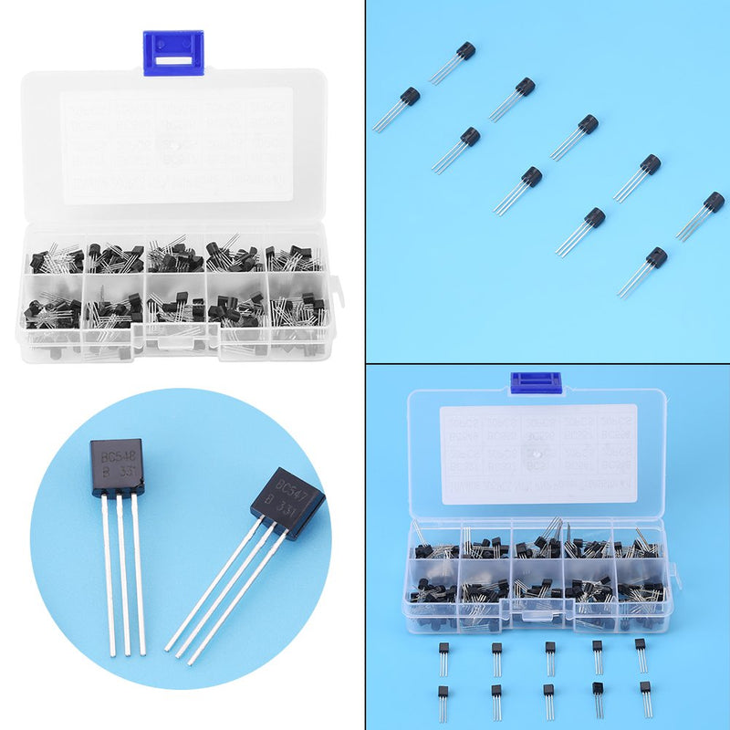 200 Pieces BC Transistors To-92 Silicon Npn Pnp Power Transistor Assortment Kit Set 10 Values (Bc327 Bc337 Bc517 Bc547 Bc548 Bc549 Bc550 Bc556 Bc557 58) With plastic plastic Storage Box
