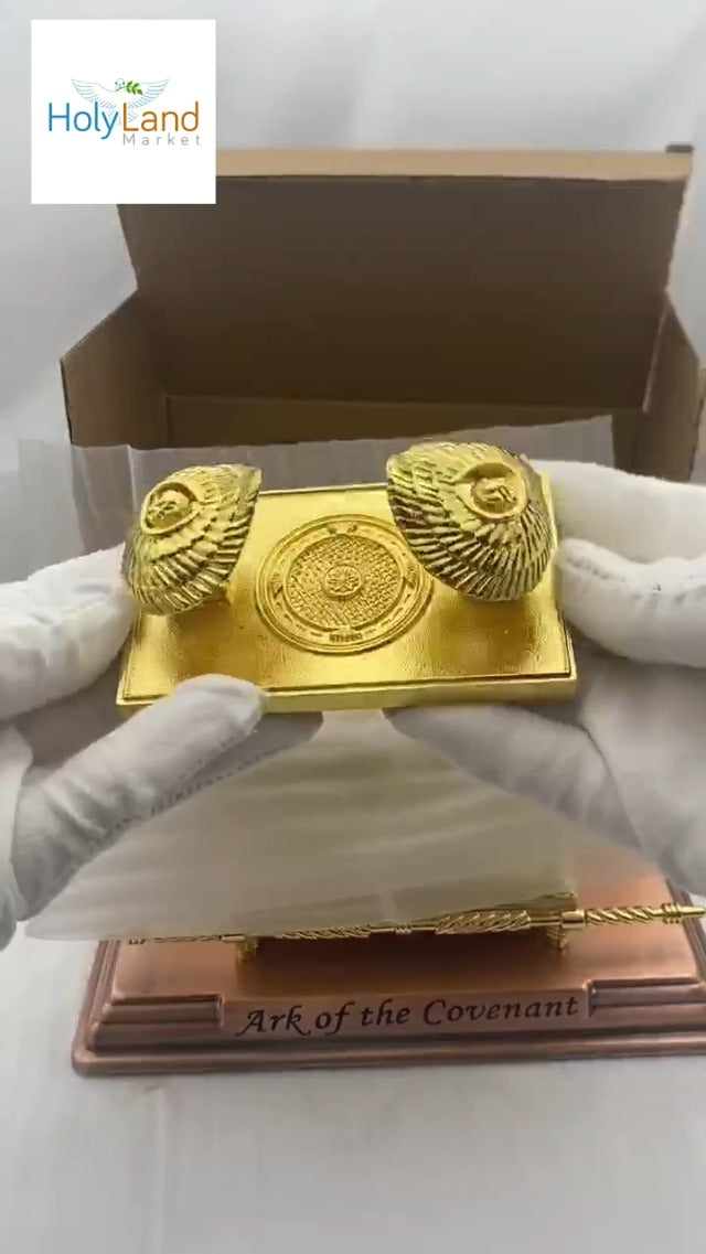 Holy Land Market Ark of Covenant Gold Plated Replica, Medium, Ark Only