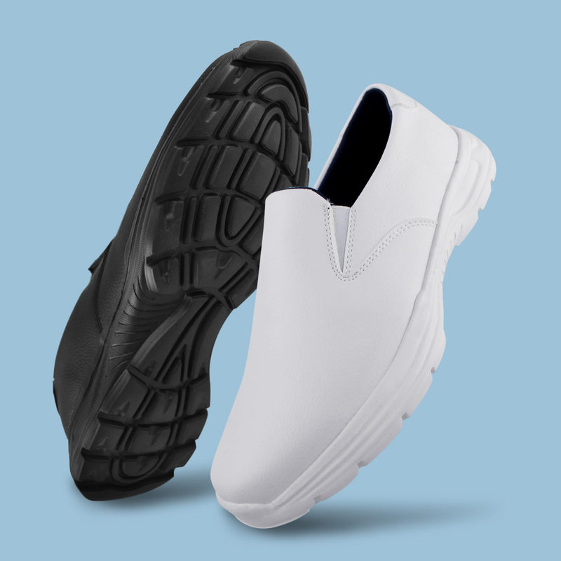Hawkwell Men's Slip on Lightweight Slip Resistant Comfort Nursing Shoes 10 White