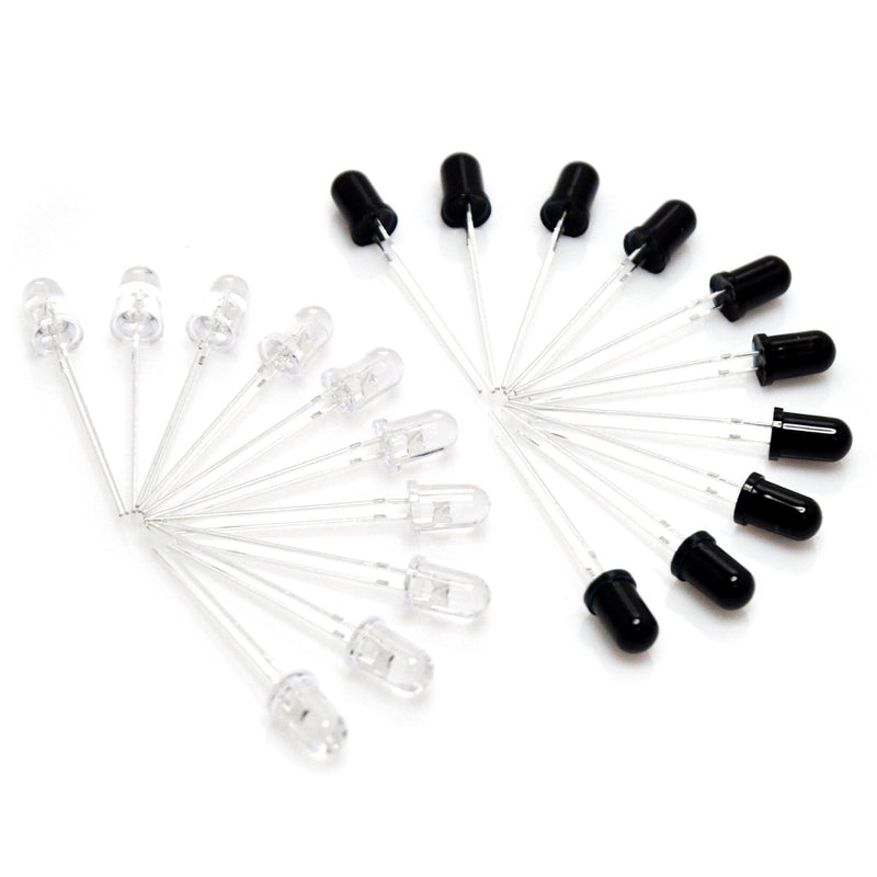 [Australia - AusPower] - 5mm 940nm LEDs Infrared Emitter and IR Receiver Diode for Arduino (Pack of 20pcs) EK8443 