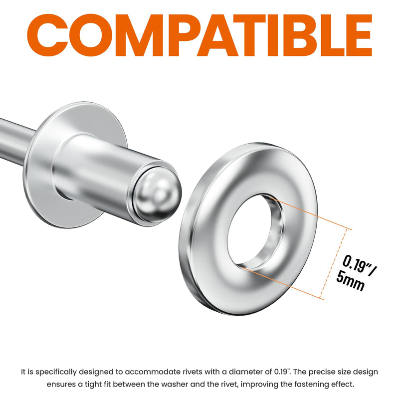[Australia - AusPower] - HNYYZL 350-Piece 304 Stainless Steel POP Rivet Washers for 3/16" Diameter Rivets – Thicker, Durable Backup Washers for Enhanced Fastening 