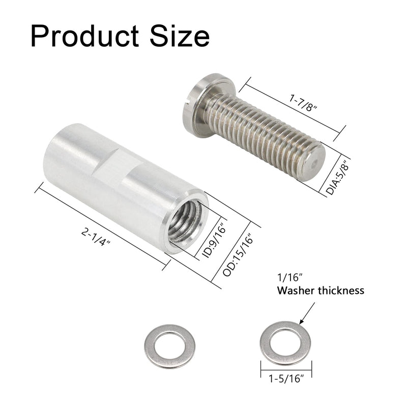 [Australia - AusPower] - SCOTTCHEN Airway Buffing Wheel Extension Shaft 2-1/4" L Angle Grinder Buff Extender Kit 5/8"-11 Threads Arbor Extended Adapter Steel+Stainess Steel+Aluminum - 2sets 2 pack 