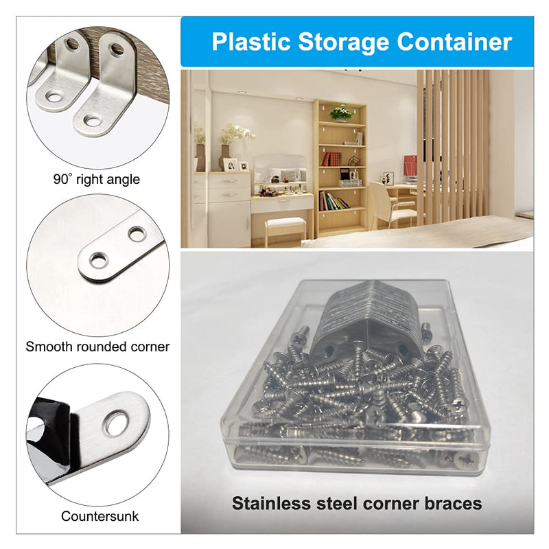 [Australia - AusPower] - 20 PCS Corner Braces 25mm x 25mm Stainless Steel 90 Degree Joints Right Angle Bracket L Shaped Corner Brackets Fastener for Wood Furniture, Screws Included 25*25mm/ 1in 20 
