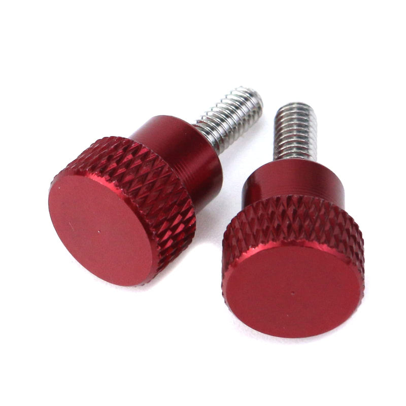 [Australia - AusPower] - 6 Pcs M4 0.39"(10mm) Threads High Head Knurled Thumb Screws Knobs Aluminum Alloy Red Knurled Shoulder Flat Tip Thumbscrew, Red 0.39"(10mm) Threads length 