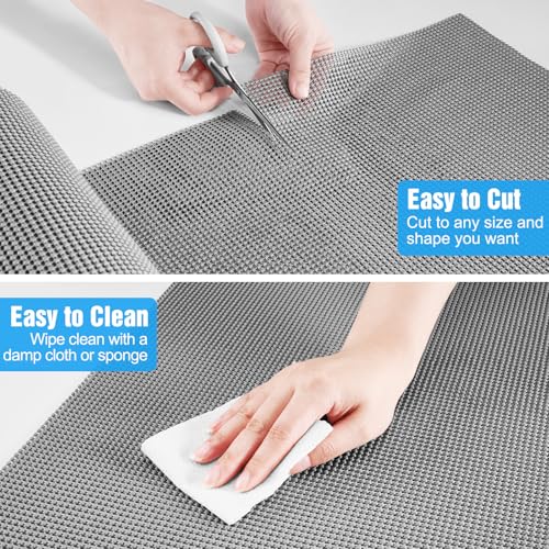 Drawer and Shelf Liner, Non-Adhesive Cabinet Liners for Kitchen Cupboard, Bathroom Drawers, Breathable Thick Mat, Easy Trim & Easy Clean, 17.5" x 20', Beige 17.5"W x 240"L