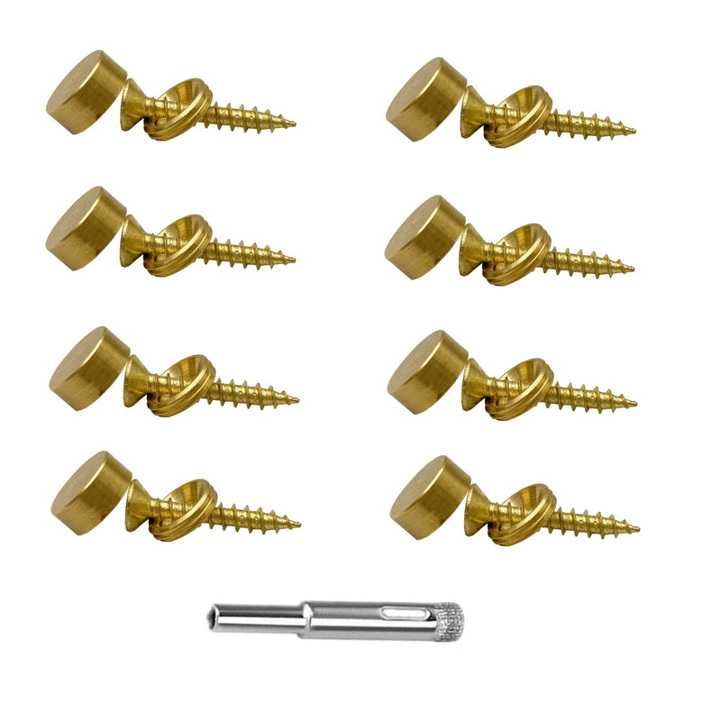 [Australia - AusPower] - 8Pcs Retro Pure Brass Decorative Screw with Caps Used as Mirror Screw,Upholstery Tacks,Thumb Tacks for Wall Hangings,Fast Cap,Wood Handcrafted,Fasteners Hardware (1/2",12mm Gold Brass) 