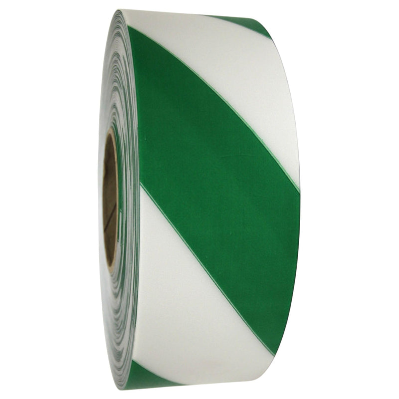 DuraMark EC-700 Hazard Safety Warning Stripe Tape - Durable Outdoor Heavy Duty Rubber Base, Reflective Slip Resistant Bast Certified for Pavement Marking, Hazardous Areas (Green & White, 2" X 18') 2 Inch Green & White