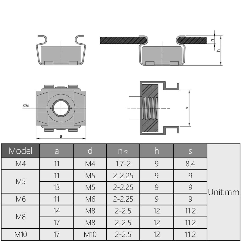 [Australia - AusPower] - MroMax 10Pcs M5 Cage Nuts, Carbon Steel, Colored Zinc Plated, Cage Nuts for Rack Mount Server Cabinets, Rack Mount Server Shelves, Routers 10 