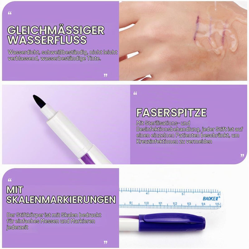 2 Pcs Skin Markers Tattoo Beauty Markers Positioning Pens with 2 Rulers