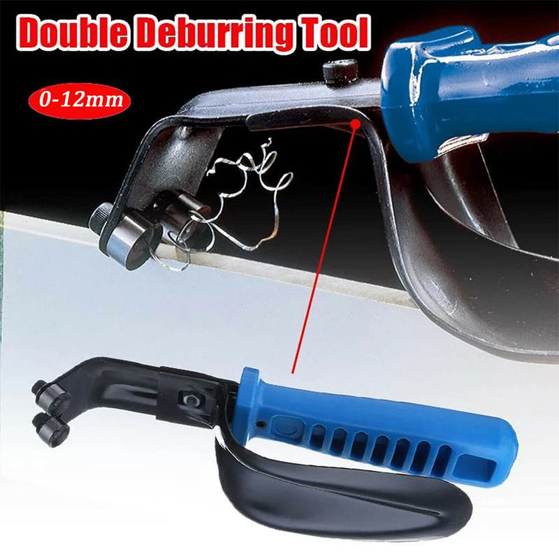 Lioaeust DB1000 Sheet Metal Deburring Tool Double Sided Trimmer Sheet Deburring Tool Alloy Steel Double Burr Range 0-12mm for Car Repair DIY