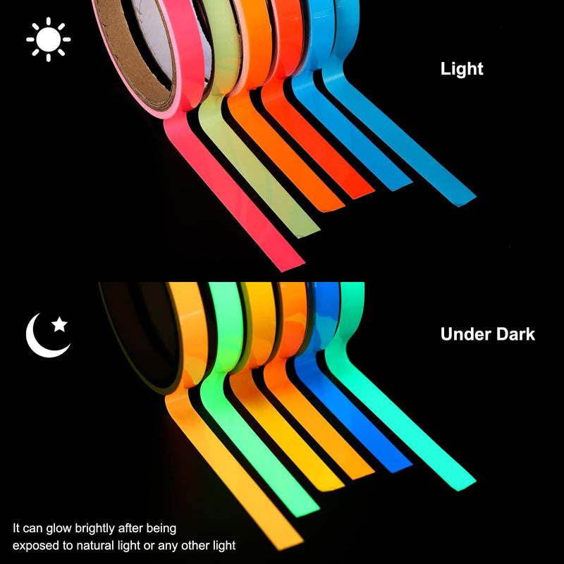 uxcell 4Rolls Glow in The Dark Tape, 0.3 inch x 9.8 ft Fluorescent Adhesive Tape Luminous Tape for Stairs, Walls, Steps, Exit Sign, Home Decoration, Red 4