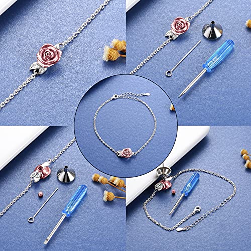 Sterling Silver Rose Urn Bracelet Ring Women Cremation Jewelry for Ashes urn bracelet 2