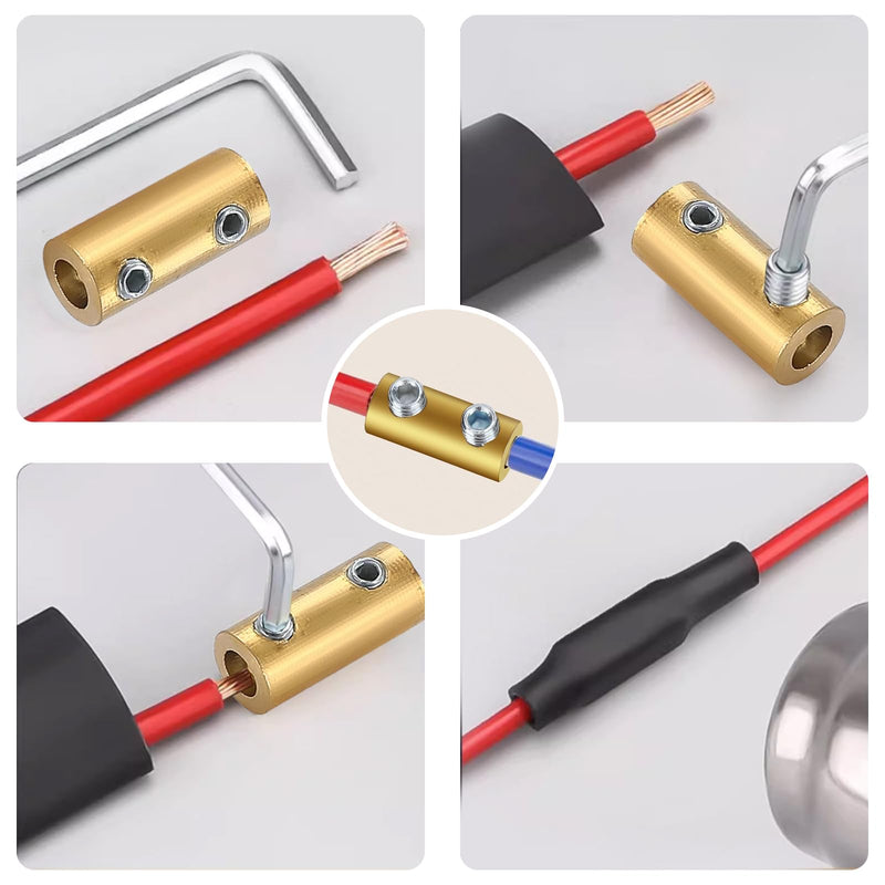 [Australia - AusPower] - smseace 10Pcs 10 Gauge Wire Connectors with 10Pcs Heat shrink tubes,20Pcs Screws and Wrench 10 awg Splicing Quick Wiring Terminal 60 Amp Circuit Connector 10 AWG-60Amp 