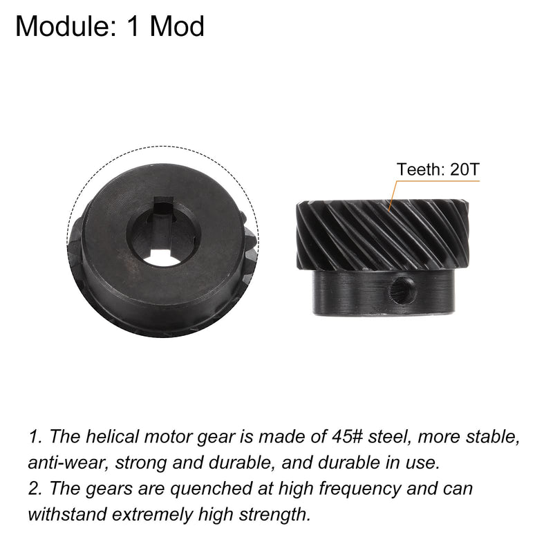 [Australia - AusPower] - uxcell 10mm Inner Aperture 20T Helical Bevel Gear 1 Mod Hardened 45# Steel Spur Diff Differential 3x1.4mm Keyway Motor Spiral Bevel Gear Parts Accessories, Left Direction 