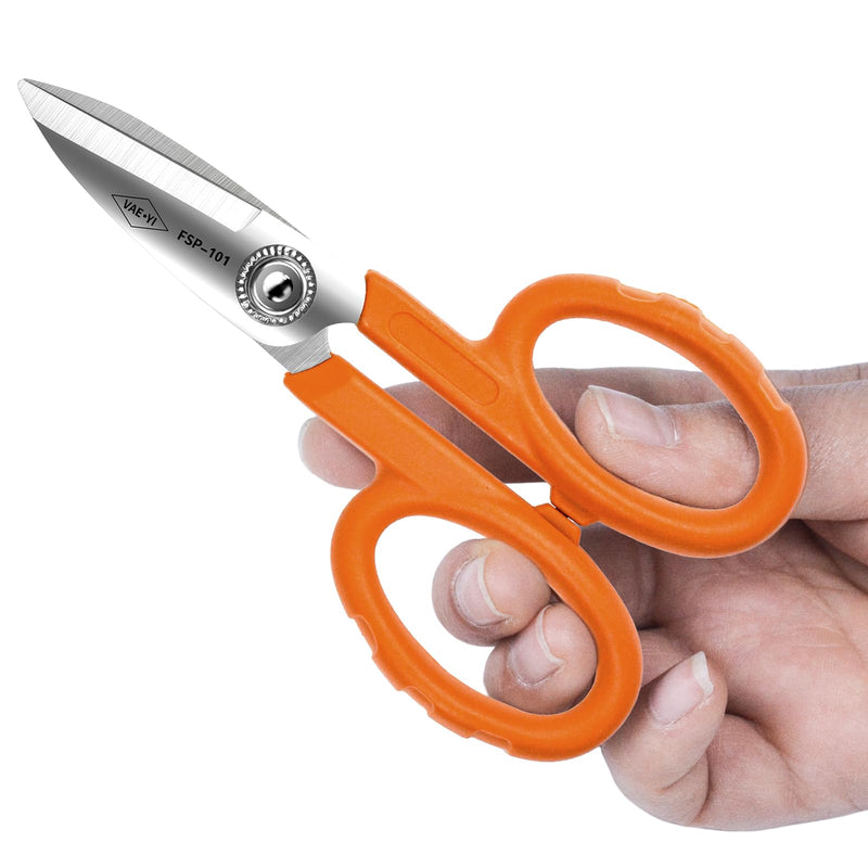 FSP-101 Anti Slip Kevlar Scissor,Electrician Scissors,For Cutting Fabric, Kevlar, Tape, Cable, Leather, Partner for Working Technicians, Electricians,FTTX Working Technicians FSP-101