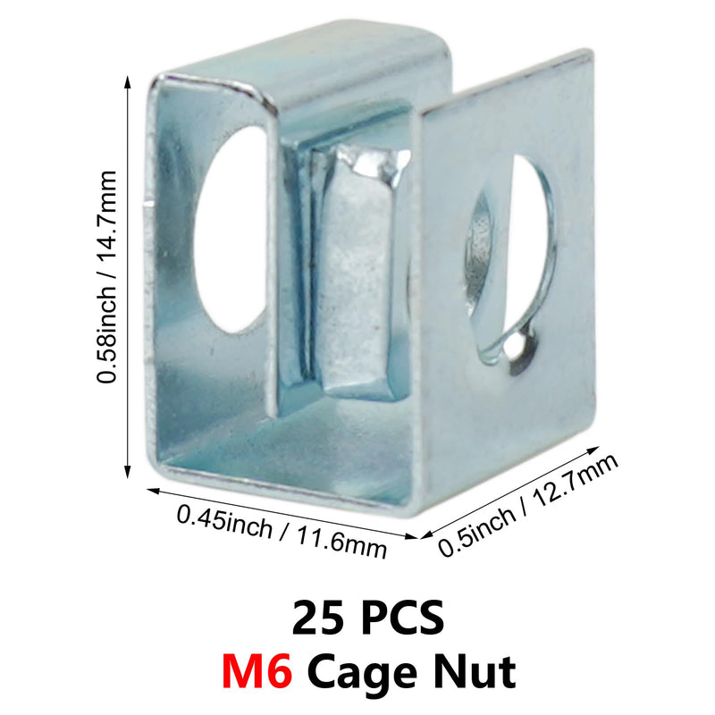 [Australia - AusPower] - 25 PCS Slide-on Cage Nuts, U Type Cage Nut, M6 
