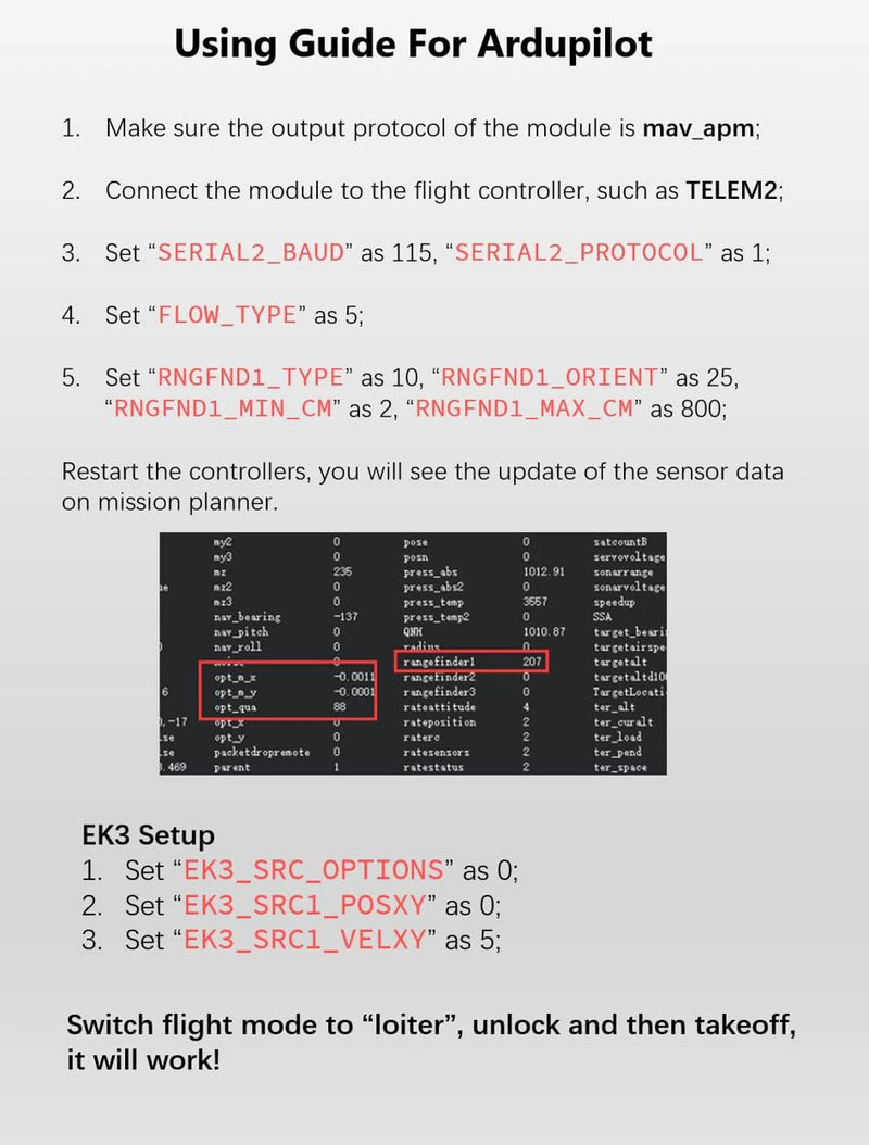 ROBOFUSION MicoAir MTF-01 Optical Flow & LiDAR Sensor for Ardupilot/PX4/INAV (PX4)