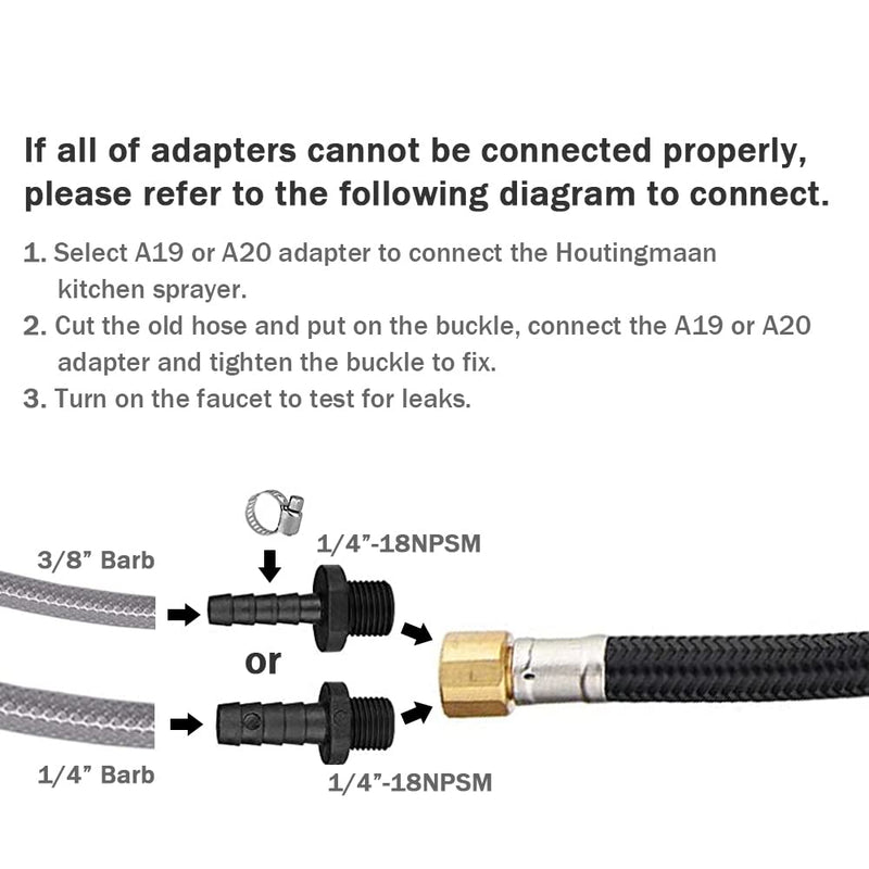 Kitchen Sink Sprayer, Houtingmaan Side Sprayer, Sprayer Head Replacement,Sink Spray head,17 ADAPTERS,Sink Sprayer Chrome Dual Function Mode