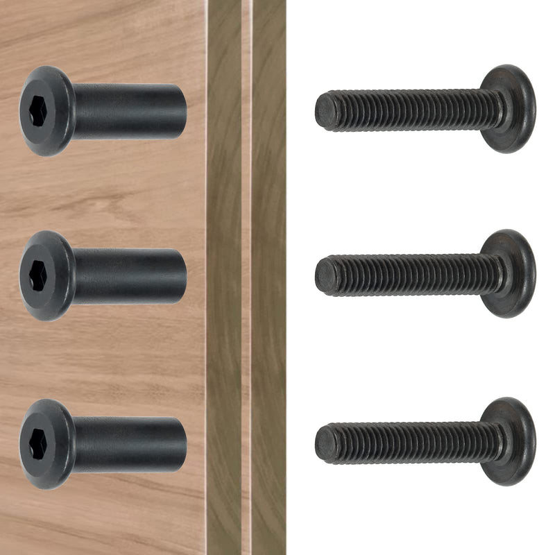 [Australia - AusPower] - 40 Sets M6 Black Binding Post Screws Countersunk Rivet Socket Cap Connecting Bolts Cap Nuts Assortment Kit for Baby Bed Furniture,Leather Saddles Purses Belt Repair (M6x30mm-Black-D) M6x30mm-Black-D 