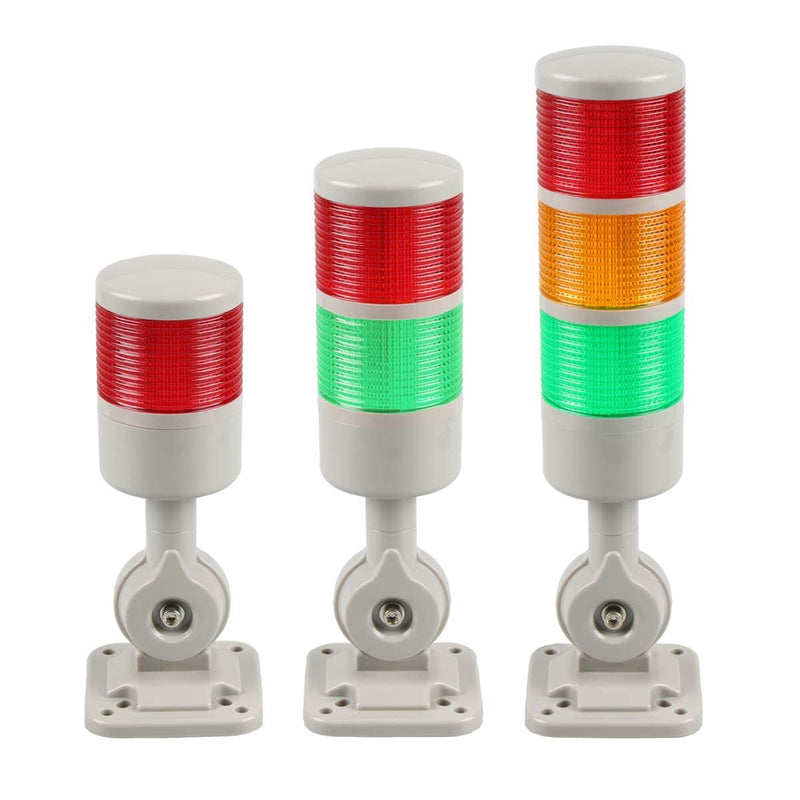 [Australia - AusPower] - Stack Lights, Industrial Signal Tower with Rotatable Base, Steady/Flashing Light Switchable, 12V/24V DC (3-Layer, No Buzzer) RED/YELLOW/GREEN DC 12-24V 3 Layer/no Buzzer 