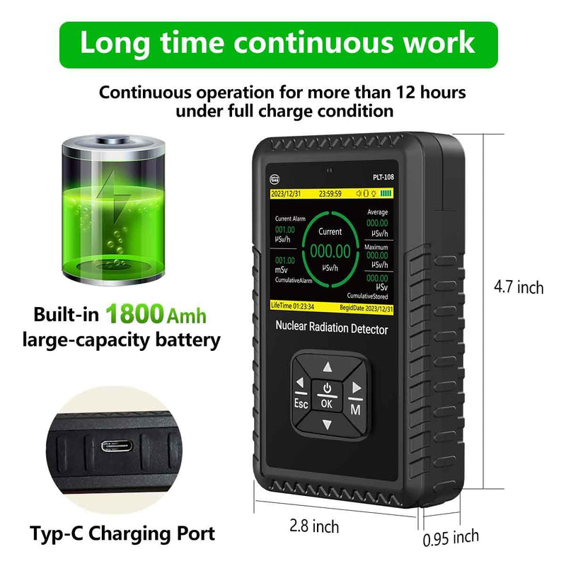 [Australia - AusPower] - Geiger Counter Nuclear Radiation Detector - Portable Handheld Beta Gamma X-ray Radiation Monitor Meter, Nuclear Wastewater, Seafood Detection Radiation Dosimeter with LCD Display,Rechargeable Black 