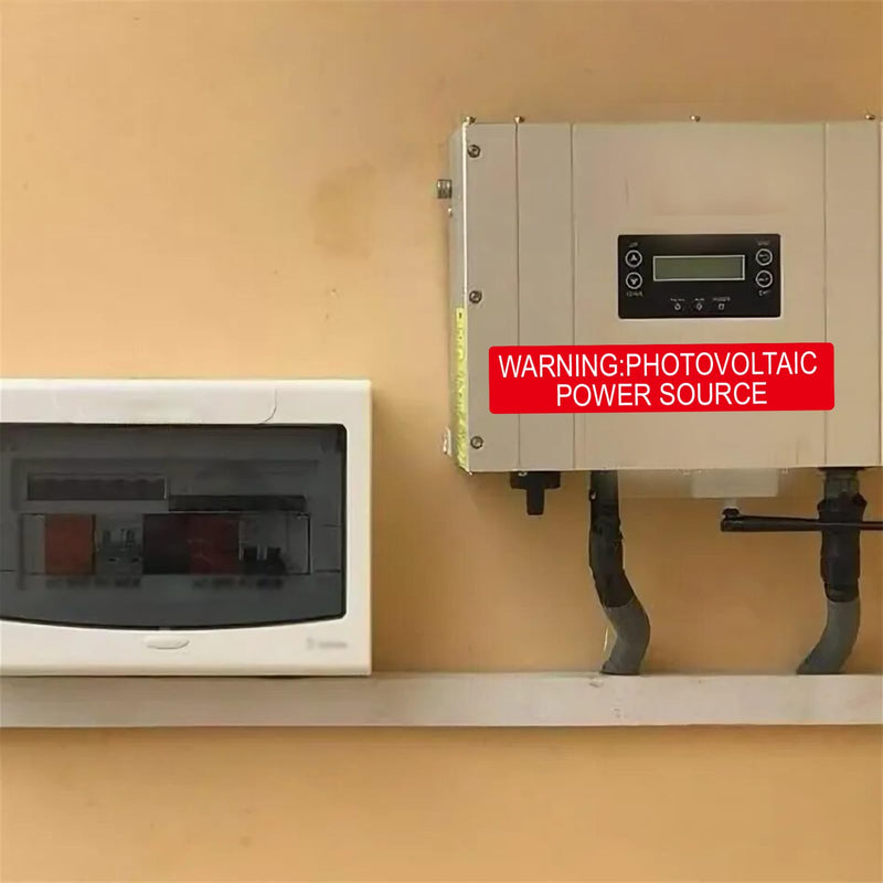10 Pack Photovoltaic Power Source Warning Labels, Outdoor PV Label Stickers, Vinyl Labels for Photovoltaic Solar Systems(5 3/4 x1 1/8 Inches)