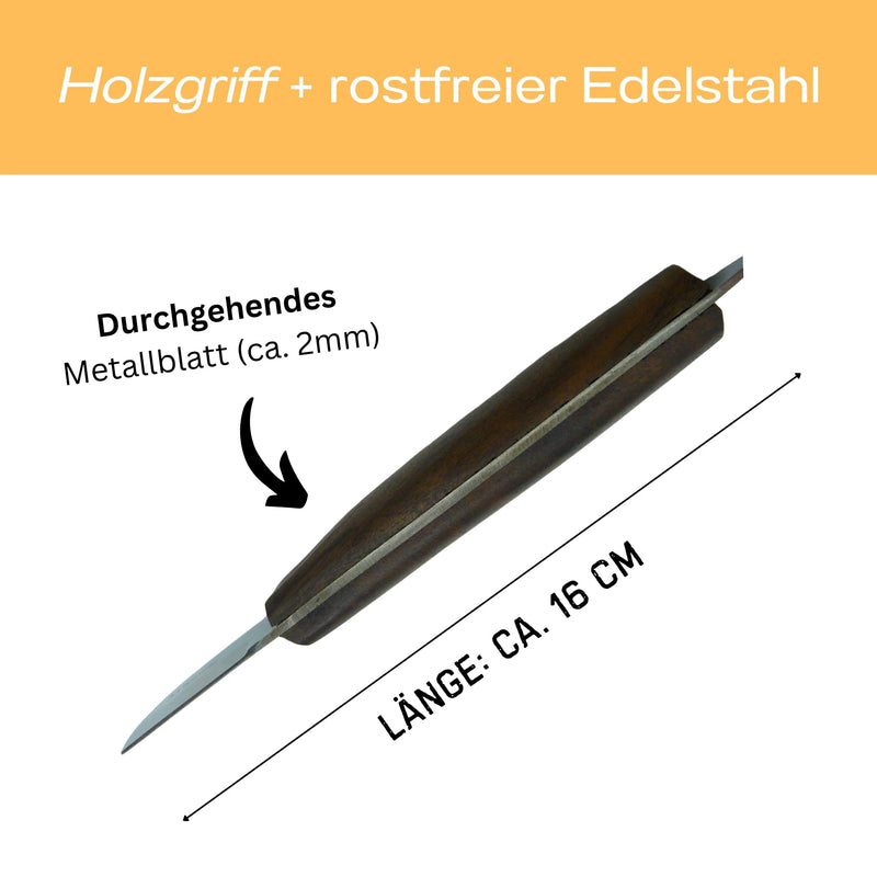 2x Plaster Knives with Cuvette Opener, Wooden Handle, 16 cm | Stable – continuous metal blade 2 mm thick, with blunt blade for safe work