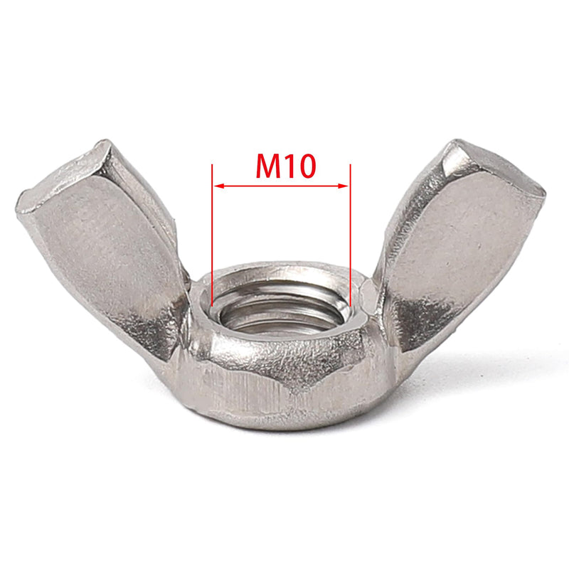 [Australia - AusPower] - M10 Wing Nuts Stainless Steel 304 Fasteners Parts Screws Hand Twist Tighten Ear Butterfly Nut,10Pcs 