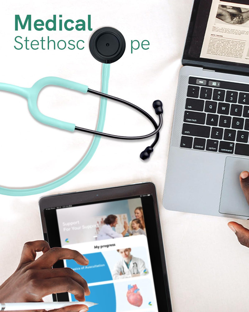[Australia - AusPower] - FriCARE Lightweight Stethoscope - Stethoscopes for Nurse Medical Nursing Students - Classic Home Health Diagnostic Kit, StethoMedic Essentials, Lifetime Warranty & FSA HSA Eligible (Mint Green) Mint Green 