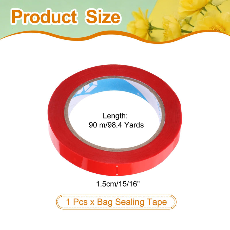 MECCANIXITY Poly Bag Sealing Tape, 9/16" x 100 Yard Plastic Bag Sealer Tape Packaging Sealing for Shops Packaging Food Vegetable Meat Cake Bread Freezer Ice, Dark Red 9/16" 1