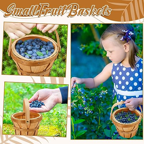 Marsui small wooden picnic baskets for berries, set of 10, brown, 4 x 5.1 inches, ideal for outdoor fruit storage.