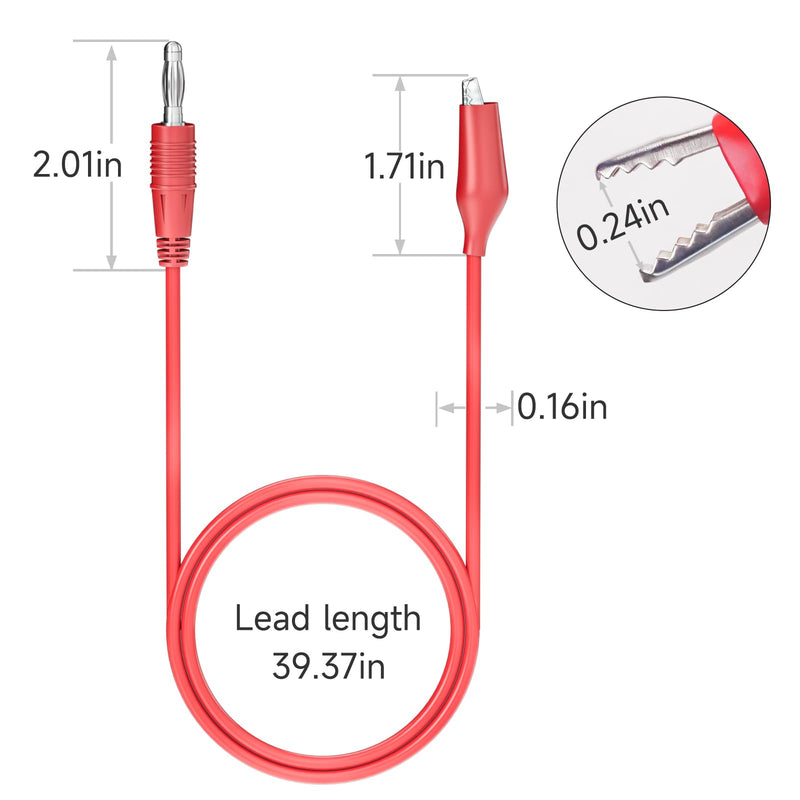 [Australia - AusPower] - Cleqee 4 mm Banana Plug to Crocodile Clip Test Leads Crocodile Clips Copper Soft Flexible Cable Wire Set of 2 Red Black P1038 