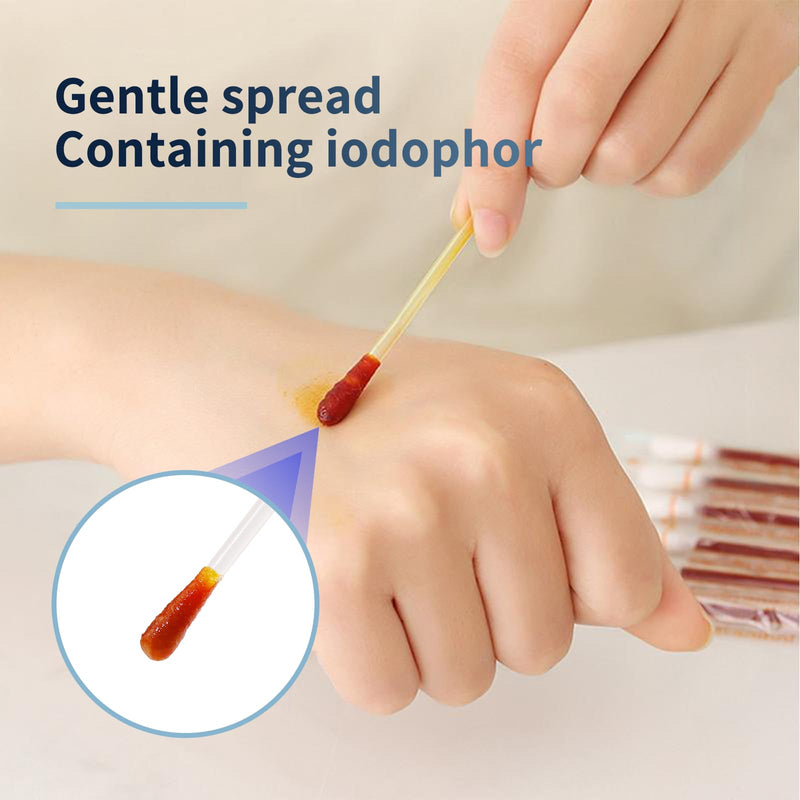 [Australia - AusPower] - First Aid Cotton Swabs with Povidone Iodine (50 Swabs) - Portable Skin Care, Includes Reusable PP Case | Travel, Home & Outdoor Use | Gentle for Adults & Kids 50 PCS 