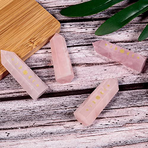 TUMBEELLUWA Moon Phase Crystal Wands for Healingcraft Wiccan Purple & Pink & White