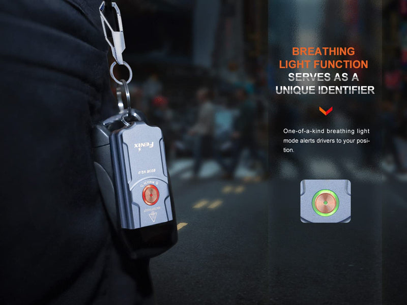 Fenix E03R v2.0 Keychain Flashlight, Blue, 500 Lumen Bright USB-C Rechargeable EDC with Red LED and Organizer