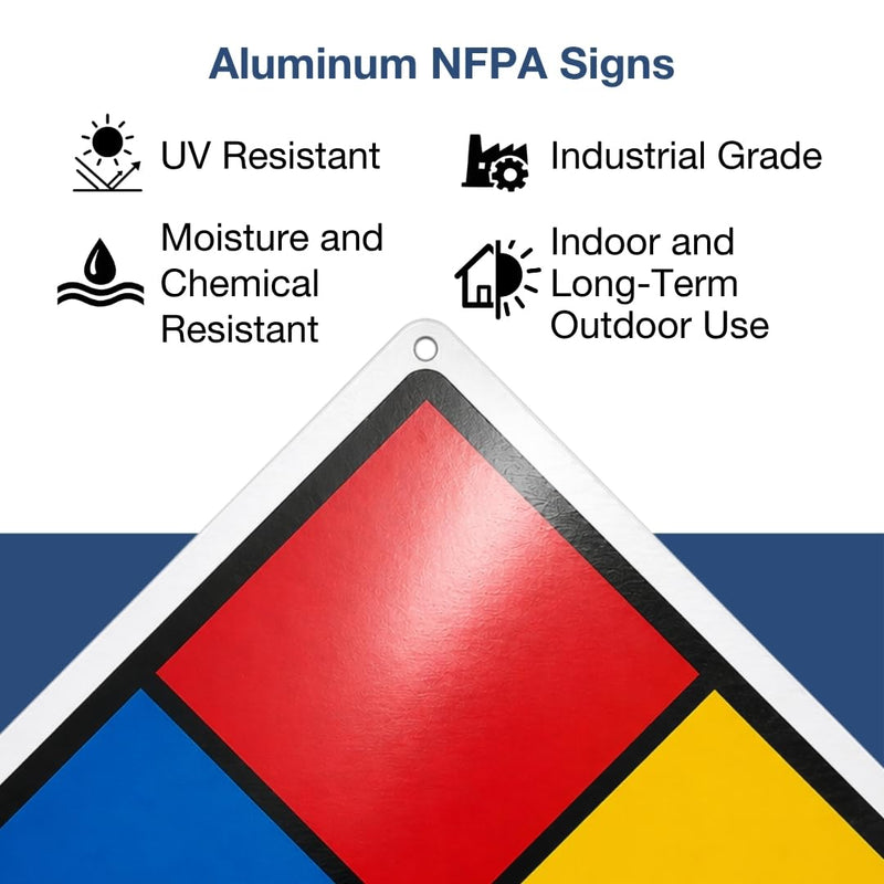 15 inch NFPA 704 Placard Diamond, Aluminum Metal NFPA Sign 3-3-0-0 with Mounting Holes for Health, Fire Hazard Identification, Made in the USA by ComplianceSigns 15" Diamond