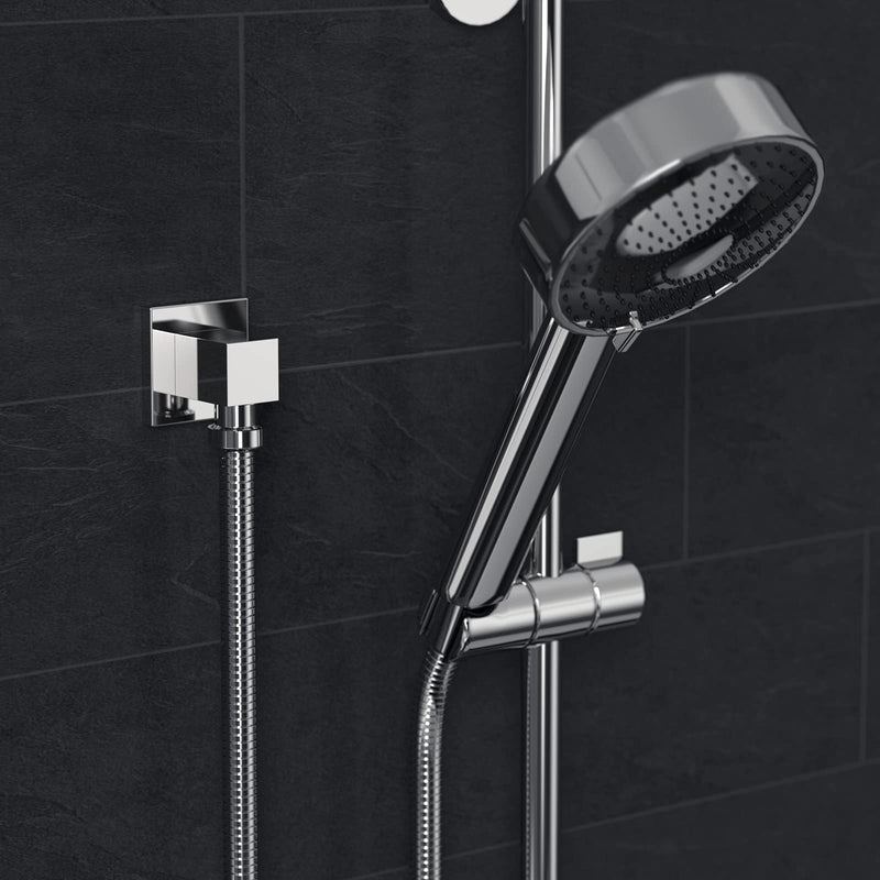 100% Brass Wall Supply Elbow For Hand Shower, Solid Brass Square Wall Elbow With Check Valve (Square, Polished Chrome)