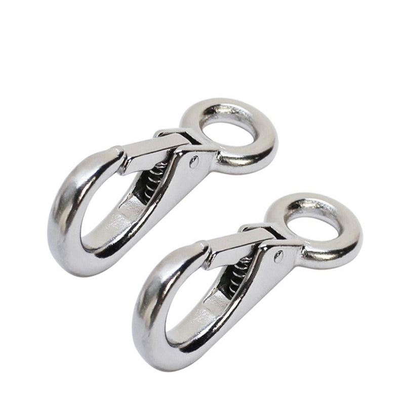 [Australia - AusPower] - 2/4Pcs Heavy Duty Stainless Steel 316 Spring Snap Hook Fixed Eye Clip Carabiner Marine Clip Dock Hardware Accessories 3# 4Pack 