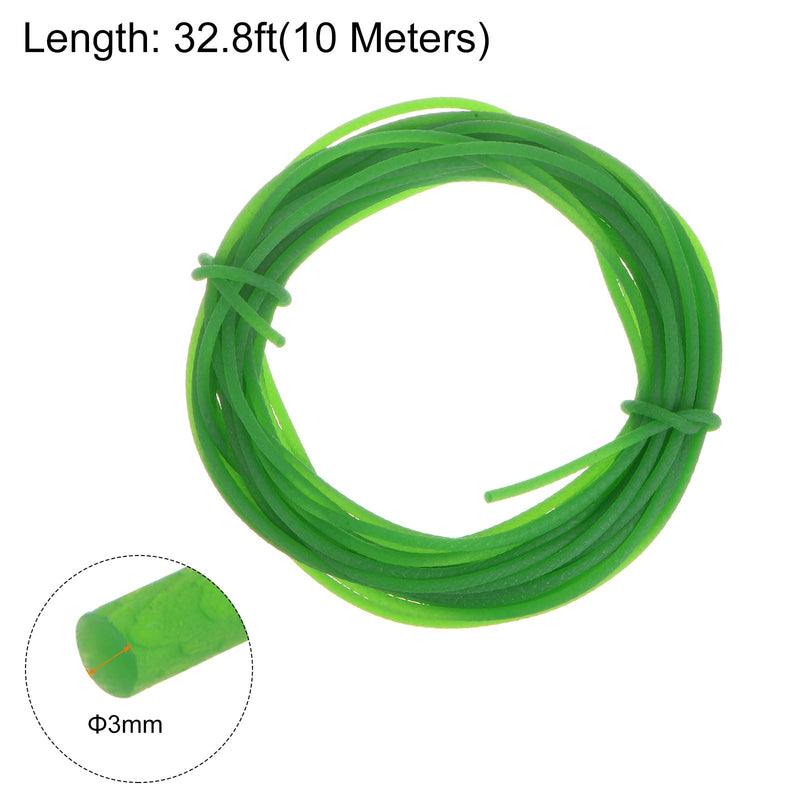[Australia - AusPower] - HARFINGTON Polyurethane Round Belts 3mm Dia 32.8ft(10 Meters) Length Rough Surface PU Urethane Belt for Drive Transmission, Green 3mmx10 Meters 