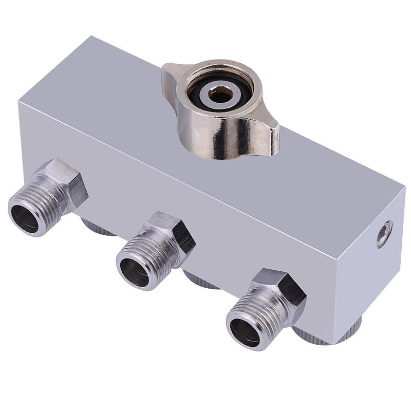 [Australia - AusPower] - Airbrush Manifold 3 Way Airbrush Hose Splitter Manifold Fitting 1/8" BSP with Adjust Knob Valve 