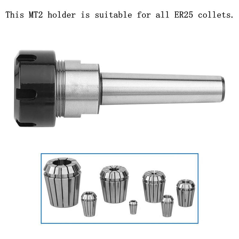 [Australia - AusPower] - ER25 MT2 M10 Chuck Holder, 1mm-16mm Tapered Collet Chuck Holder CNC Milling Adapter Carbon Steel for Milling Machines, Drills and Lathes 