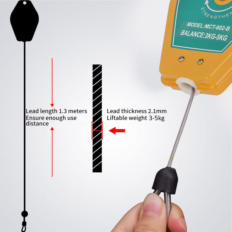 [Australia - AusPower] - Spring Pull, 3 to 5 kg, Carrying Retractable Tool Holder for Hanging with Fittings, Retractable Spring Hoist, Adjustable Tension, Maintenance Kits, Air Tool Parts Accessories 
