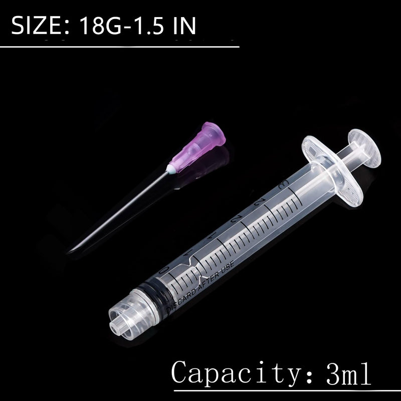 [Australia - AusPower] - 100 Pack - 3ml with 18Ga Industrial and Scientific Lab Consumables for Refilling, Measuring Liquids, Experiments Research 100 3ml-18ga 