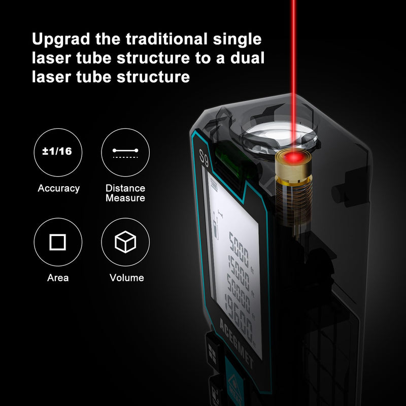 ACEGMET Laser Measure with Phone App, 229ft/70m Laser Measurement Tool with 2 Bubble Levels, LCD Backlit Display, IP54 Waterproof, Pythagorean Mode for Distance, Area, Volume APP Version