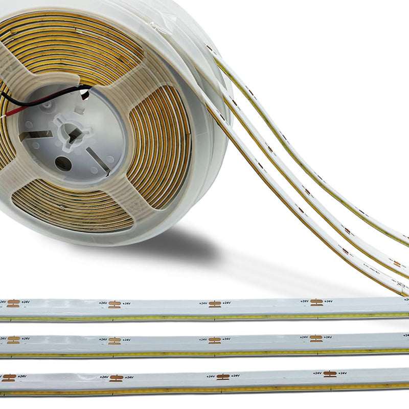 DC24V 3mm Thick Side-Emitting 8MM PCB COB LED Strip Light Flexible UHB Tape 480LEDs/M Flexible High Brightness Lights Side Illuminated Lamp 3000K/ 4000K/6000K (Natural Light 4000K) Natural Light 4000K