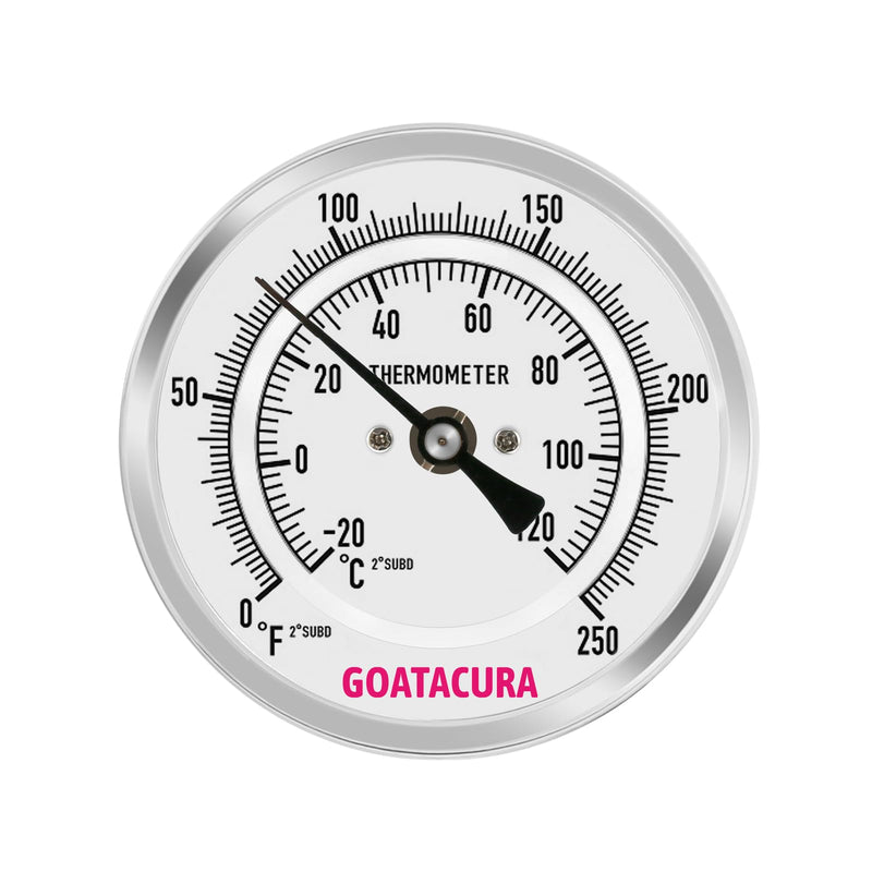 [Australia - AusPower] - Bimetal Thermometer, Full Stainless Steel, 3" Dial Size, 4" Stem, 1/2" NPT Back Mount, 0-250 Deg F/-20-120 Deg C, 1% Accuracy L=4" 