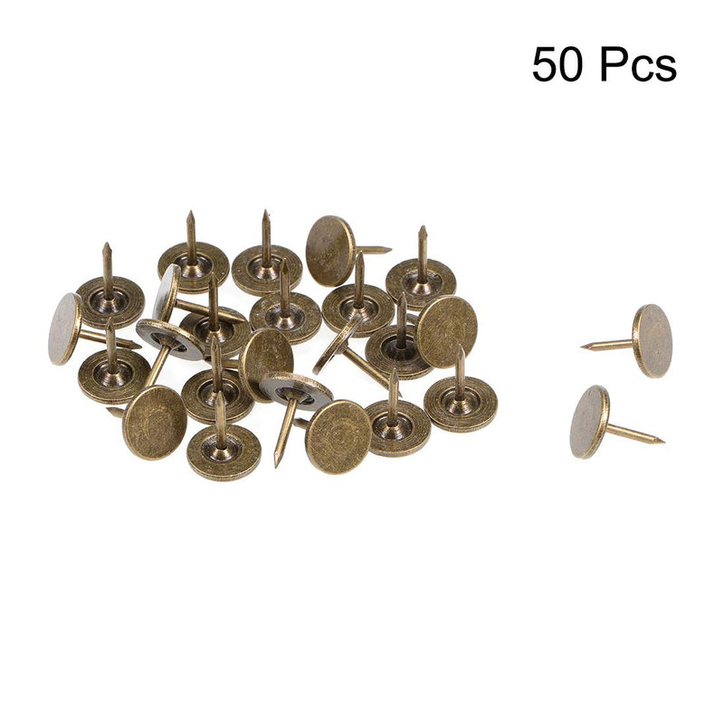 [Australia - AusPower] - uxcell Upholstery Nails Tacks 11mmx13mm Flat Head Furniture Nail Bronze Tone for Furniture Sofa Headboards, 50 Pcs 