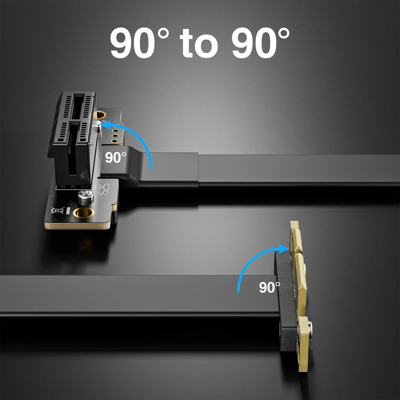 10Gtek PCI-e 3.0 Riser Cable, X1 to X1, M to F, 90° to 90°, PCIe Extender Jumper for Graphics, Cable Length 20 cm, P311MF5520 90° to 90° 1