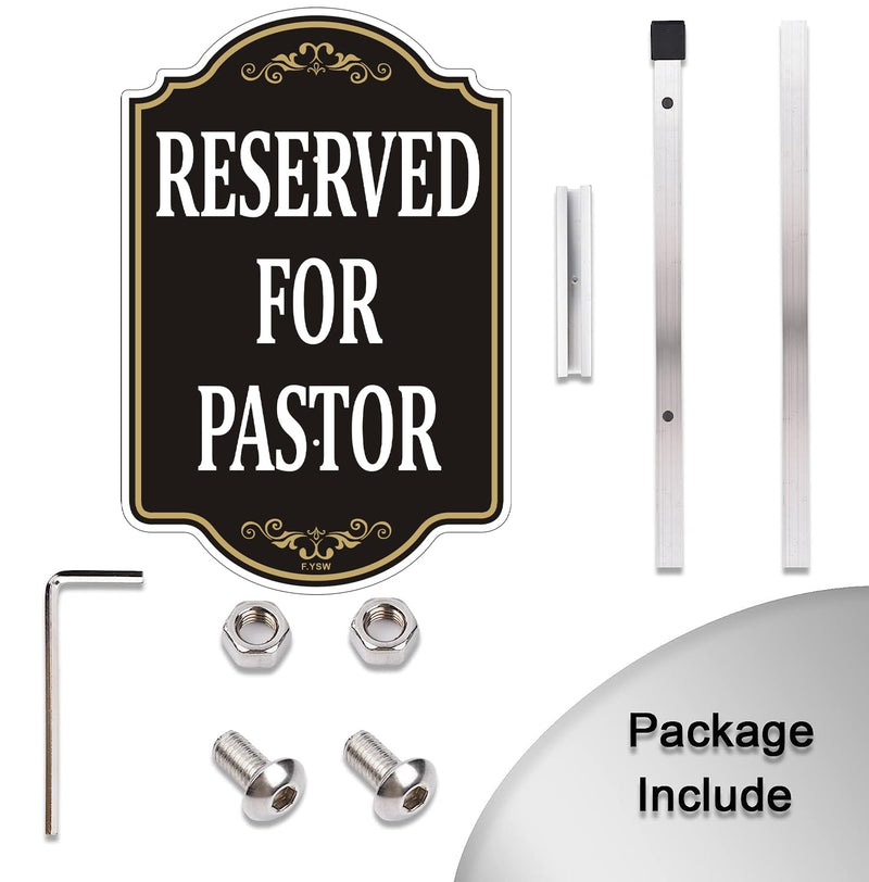 Reserved for Pastor Only Sign Church Parking 18" x 12" With 35" Long Metal Office Property Driveway Traffic Stake With Stand Aluminum Outdoor Use Yard Street House Home Business